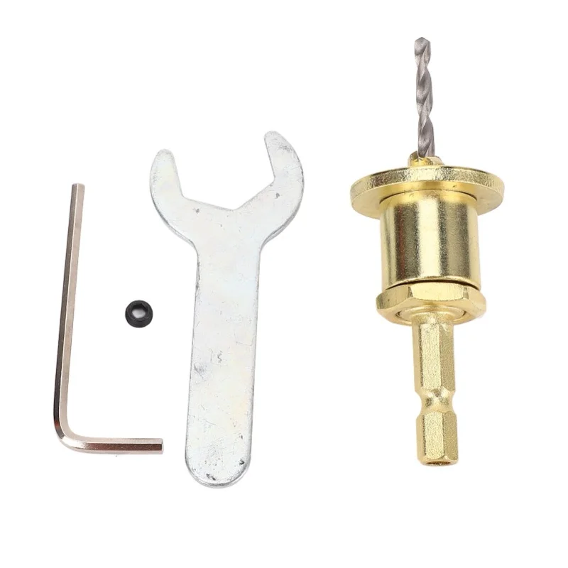 ストップネジ付き皿穴ドリルビット-1-4-インチ六角シャンク調整可能な深さ-32x8mm-木工用テーパービット