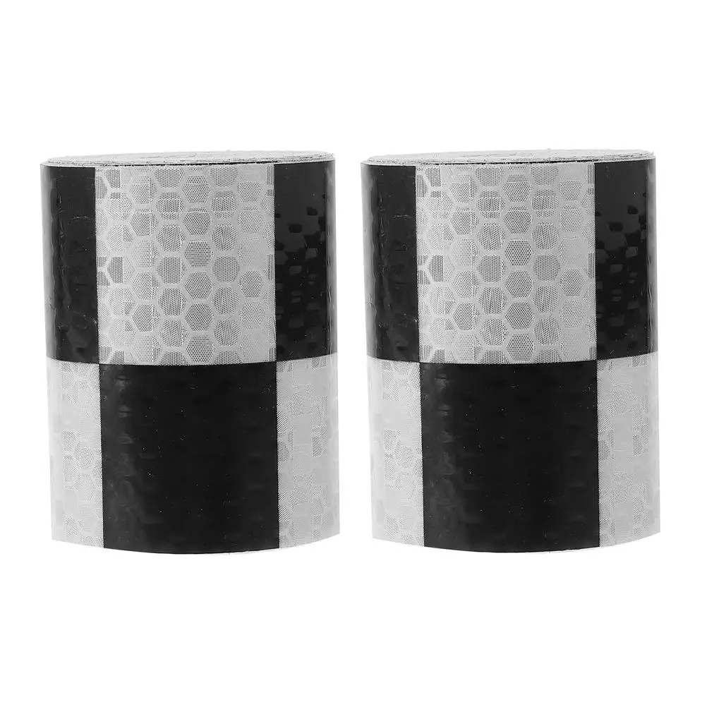 2 Rolls Reflective Warning Stickers Outdoor Waterproof Tape for Cars Decorative Trailer Reflectors Checkered Accessories