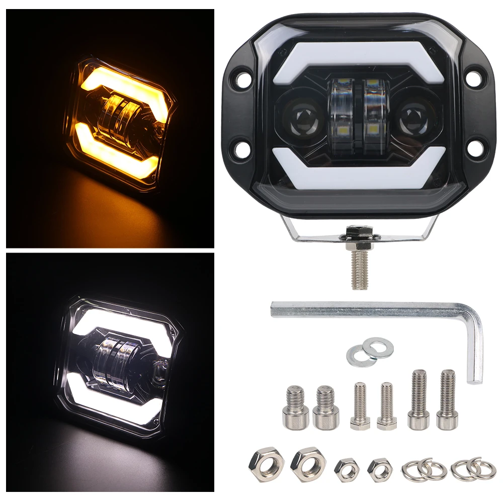 12V Car DRL Lights LED Motorcycle Spotlights Day Running Work Spot Flood Lamps 5 Inch 6000K ATV Truck Off Road 4x4 Accessories