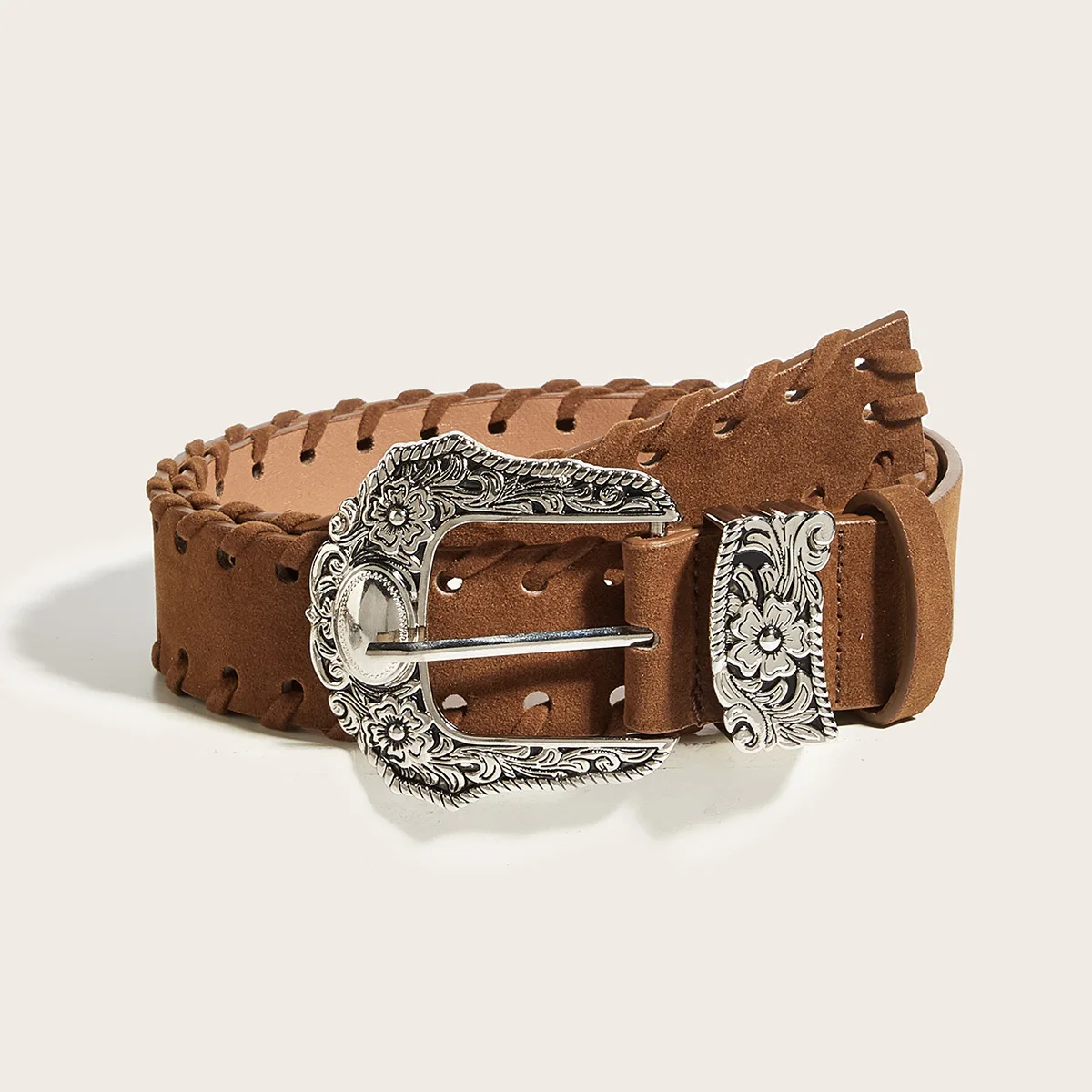 

Осенний дизайнерский западный коричневый винтажный ремень из искусственной кожи, женский пояс в стиле пастушки с металлической пряжкой, ремни для женских джинсов