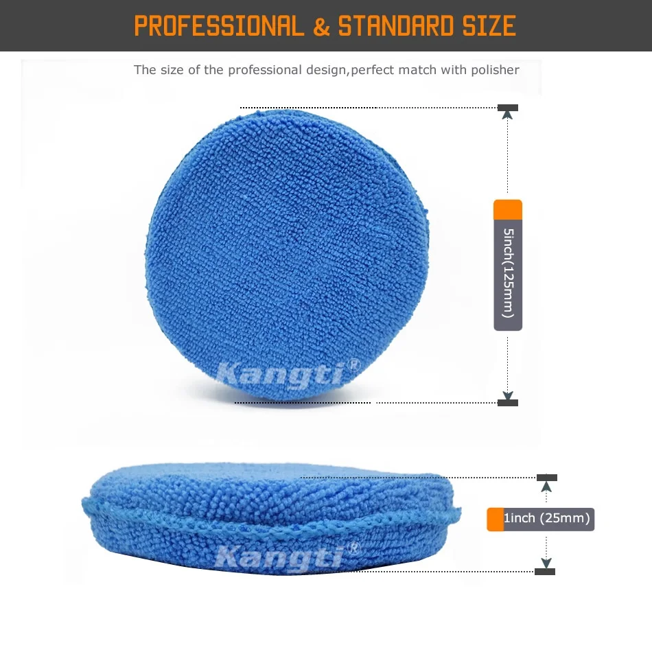 Kangti10Pcs 5inch Blue Microfiber Wax Applicator Sponge Pads - Ultra-Soft, Lint-Free - Ideal for Car Cleaning & Detail Polishing