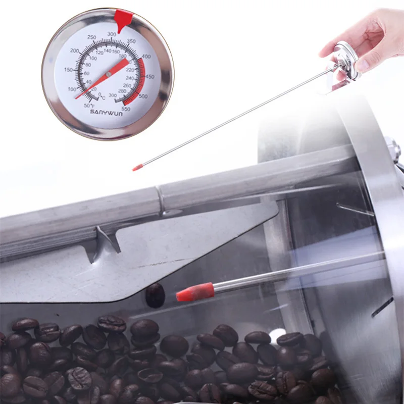 AS1-S400T máquina para asar granos de café casera, tostador de café de fuego directo de acero inoxidable, máquina para hacer granos, visualización de vidrio de cuarzo