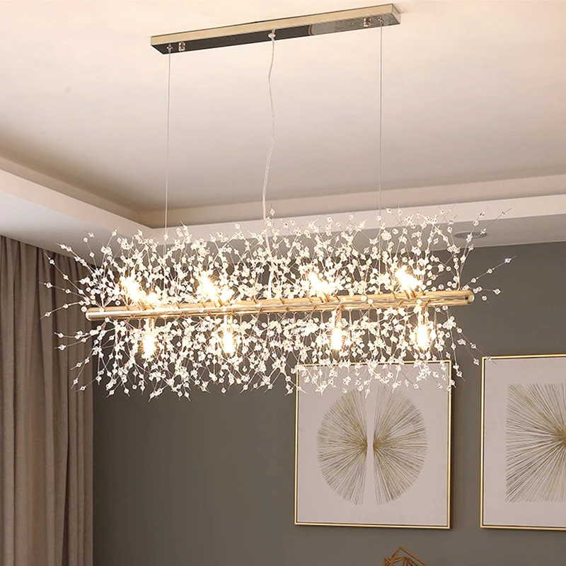 Imagem -04 - Modern Nordic Crystal Dandelion Led Pendant Chandelier Lustre de Ouro e Prata 912 Cabeça Sala e Quarto 72-92cm Decoração de Iluminação