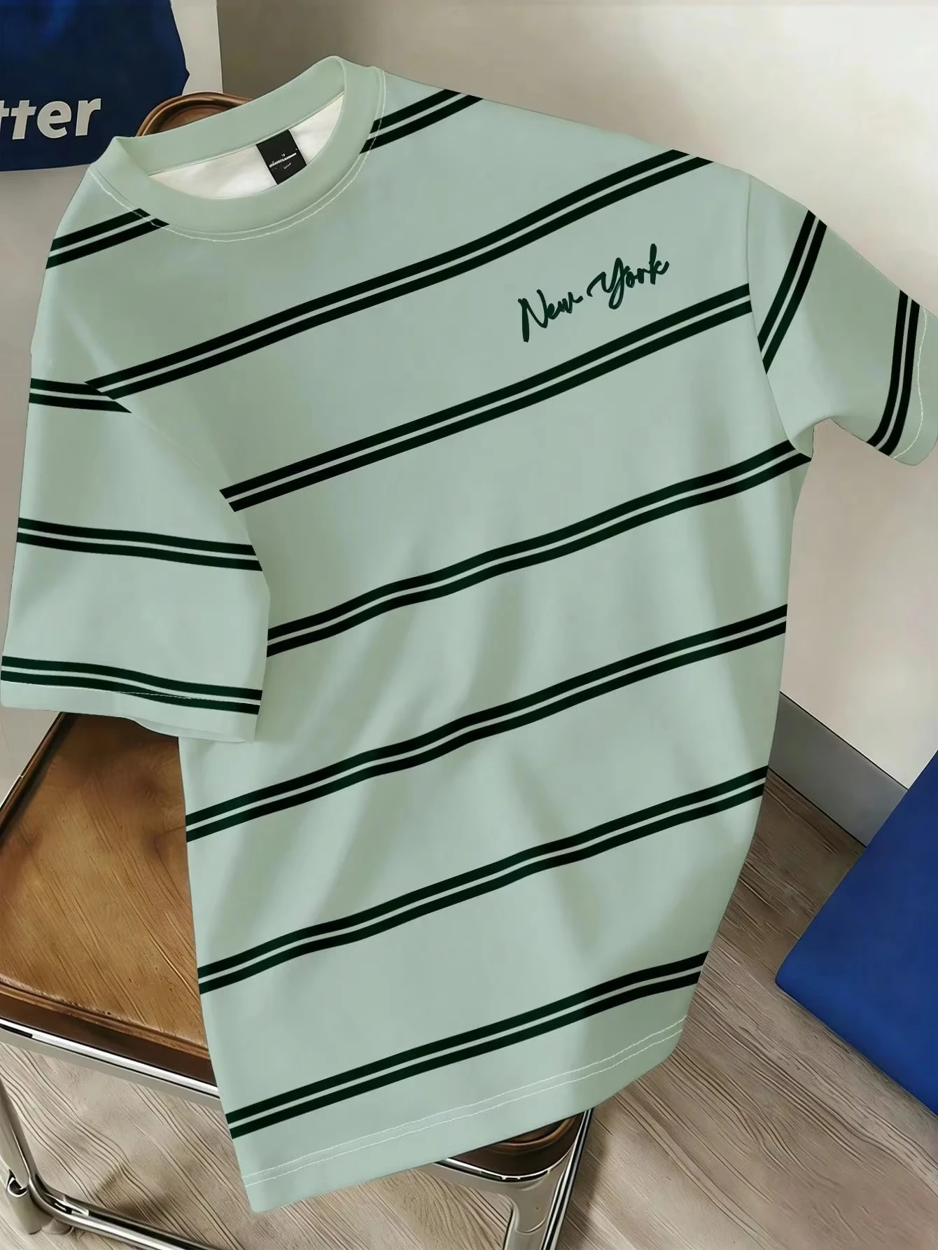 2026 Sommer Neuer Stil Herren T-Shirt Street Casual Mode Weich und Bequem Atmungsaktives 3D-Streifen-T-Shirt – Detail 8