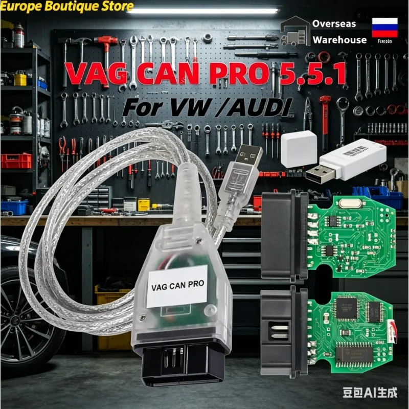 Interfaz VAG CAN PRO 2026 VCP 5.5.1, Cable OBD2 K-line para escáner automático OBDII, para VW y AUDI