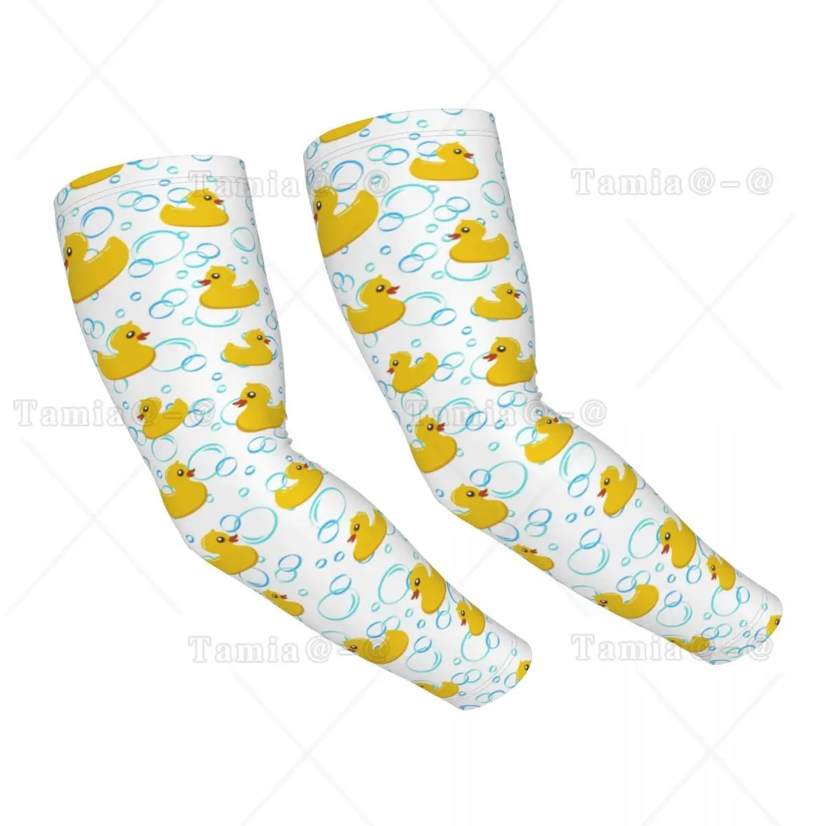 

Custom Cute Rubber Ducks Sun UV Protection Arm Sleeves Women Men Sports Cartoon Animal Pets Tattoo Cover Up for Cycling