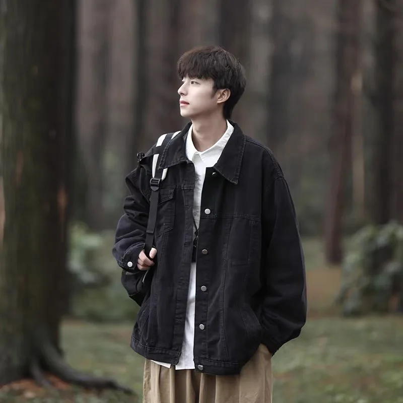 

Мужская джинсовая куртка в стиле ретро с американской талией, весенне-осенняя верхняя одежда для пилотов, свободный крой, молодежный модный топ для пар