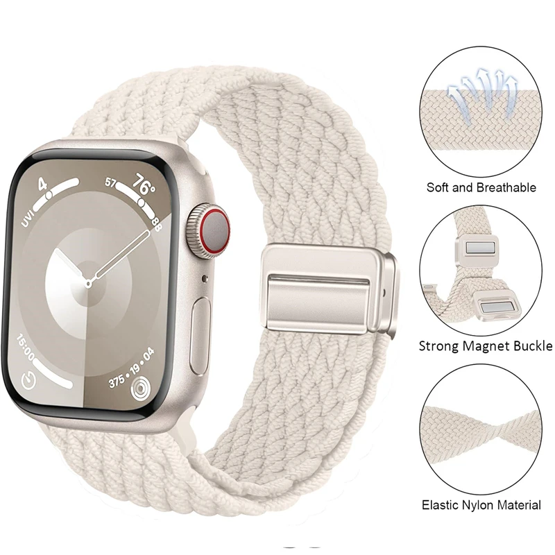 Braided Solo Strap For Apple Watch Band 46MM 45mm 49mm 44mm 42mm 41/40mm Nylon Elastic Bracelet iWatch series 10 9 7 SE 6 8 5 4