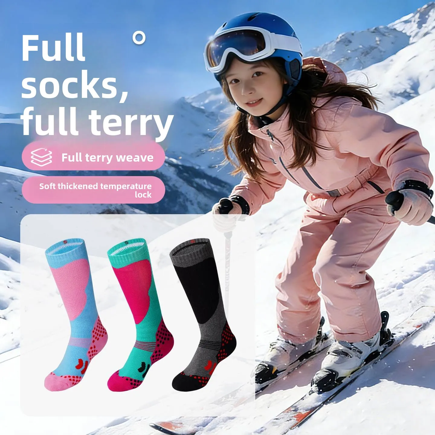 

Thiened Long Tube Ski Sos for Children Outdoor Winter Warm Woolly Loop ex Kids Mountain Climbing Profional Sports ...