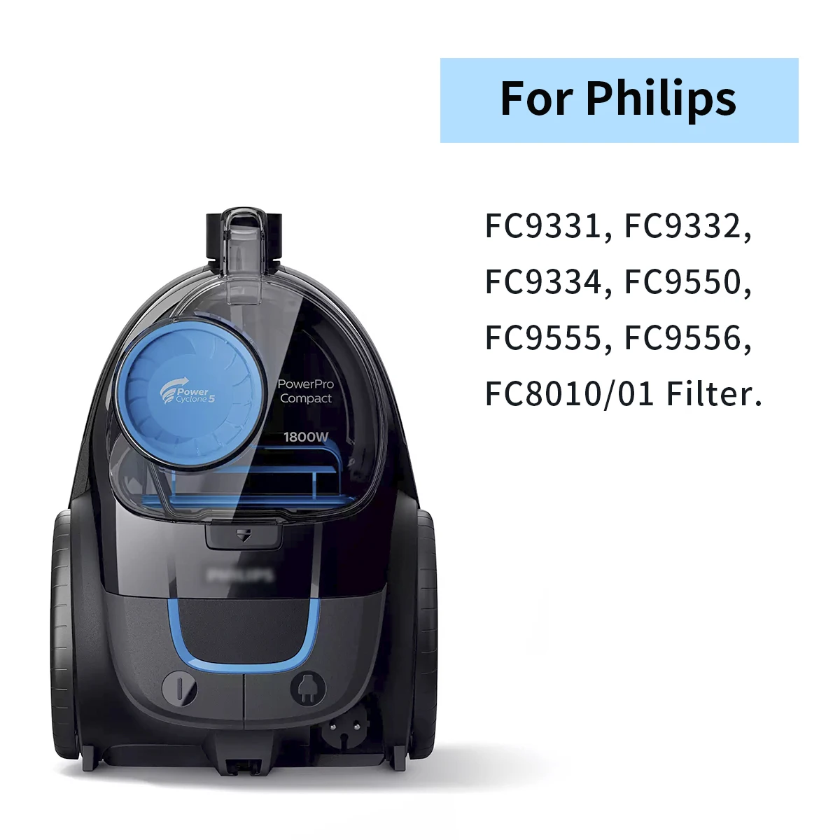 مرشحات HEPA لـ Philips Power Pro Compact FC9331/09 FC9332/09 FC8010/01 أجزاء المكنسة الكهربائية مرشح الرغوة #6