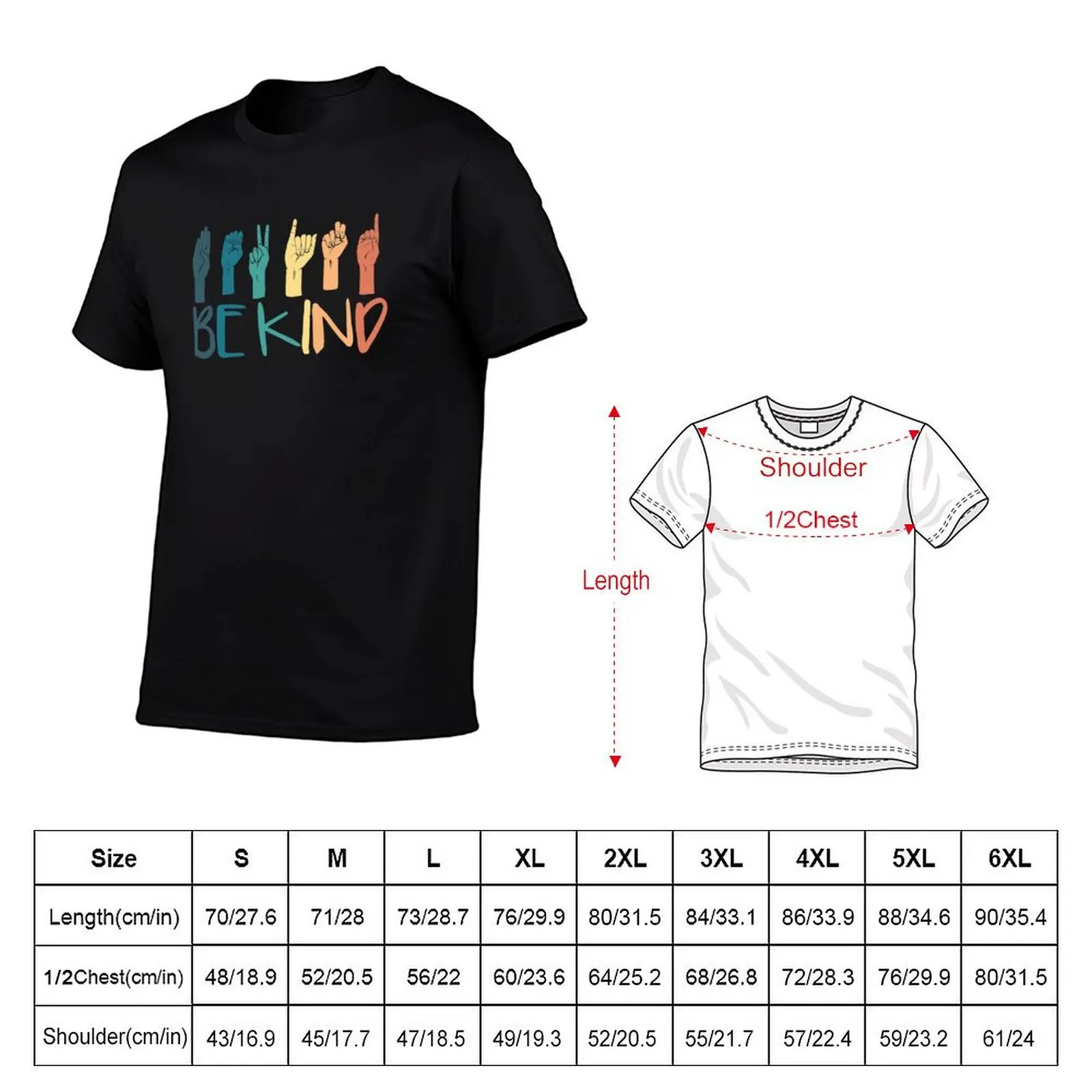 Be Kind Hand Sign Language Teachers Retro Interpreter ASL T-Shirt t shirt man cotton man t shirts for men casual T-Shirt