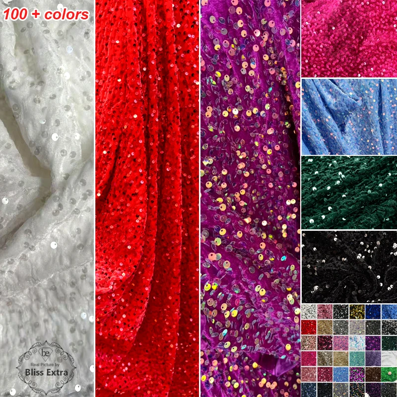 Sewing Velvet Fabric - Stretch Sequins Velvet Fabric Spandex Velour