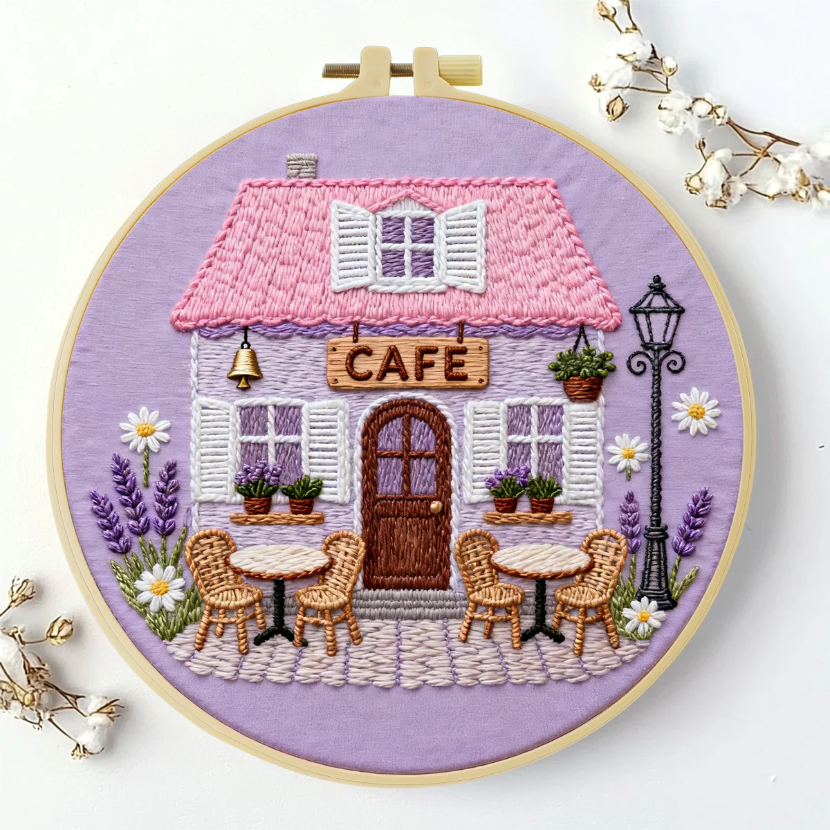 1 Stück 20X20CM/15X15CM 7,87/6,3 Zoll Café-Shop Stickerei-Starter-Kit DIY-Kit DIY-Stickerei-Set Handarbeiten Nadelkunst – Detail 1