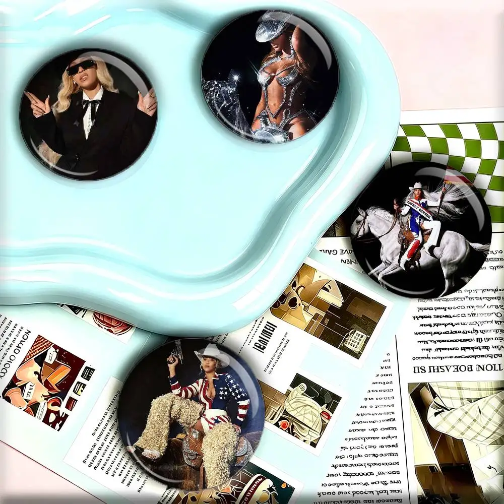 B-Beyonce Cowboy Carter Lemonade 25 32 44 58 75mm Badges Personalized Round Brooches Pins Accessory Gift