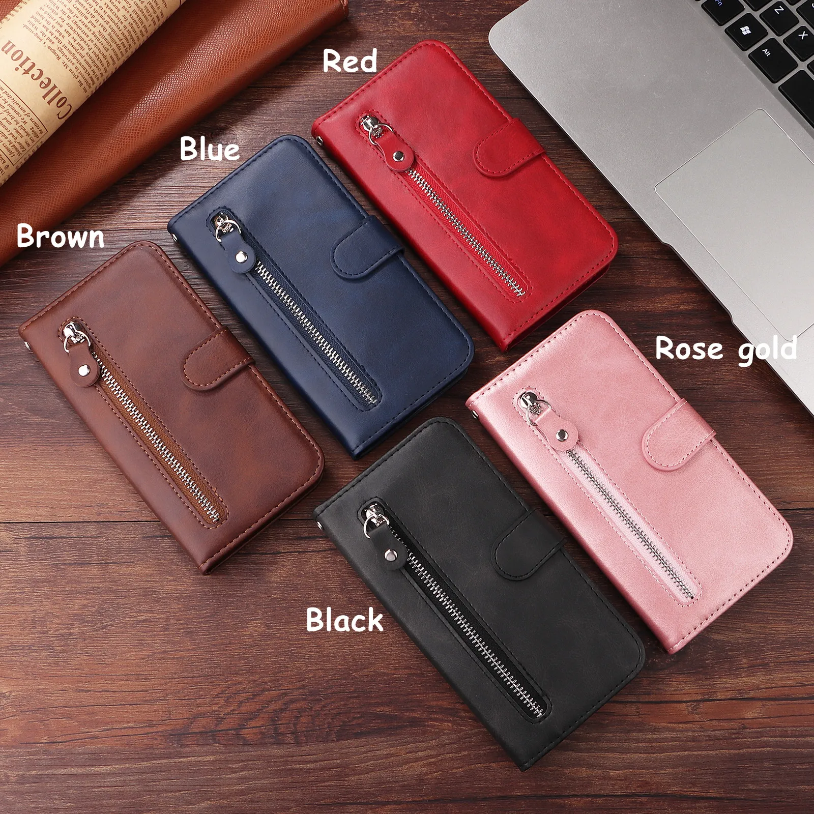 Zipper Wallet Case For Xiaomi 14 Pro Ultra Mi 10T 11T 11 Lite 12 12X 12T 13 13T Leather Flip Cover Fundas Coque