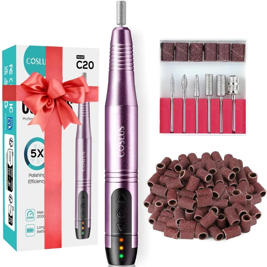 

Cordless Nail Drill Electric File: Professional Portable Nail Drill Machine Kit with Rechargeable Design for Acrylic Gel