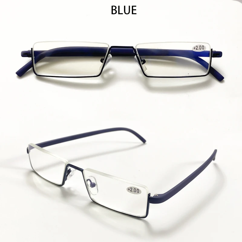 Tragbare Flexible TR90 Lesebrille Unisex Halb Rahmen Blau Licht Blockieren Brillen Männer Frauen Ultraleicht Presbyopie Brillen – Detail 5
