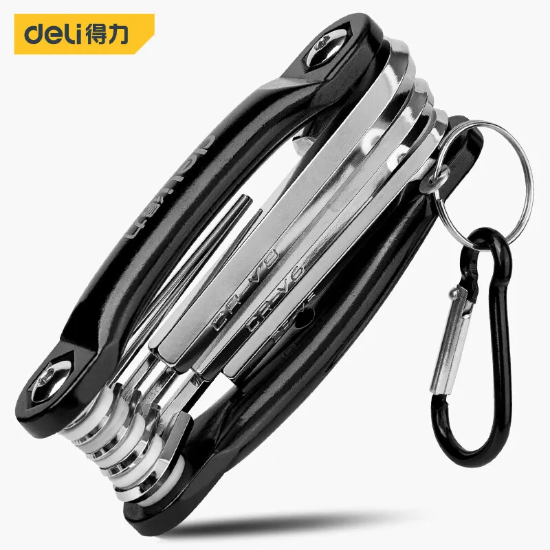 

Deli Folding Hex Wrench Metal Metric Allen Wrench Set Hexagonal Screwdriver Hex Key Wrenches Allen Keys Hand Tool Portable Set