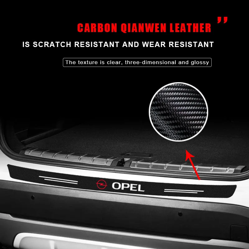 3D Carbon Fiber Rear Bumper Guard - Waterproof Anti-Scratch Trunk Protector Sticker Compatible Opel Corsa/Astra/Mokka/Insignia