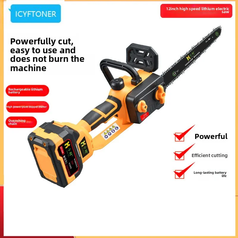 

12 Inch High Speed Household Small Handheld Cut Down Trees Chainsaw Battery Level