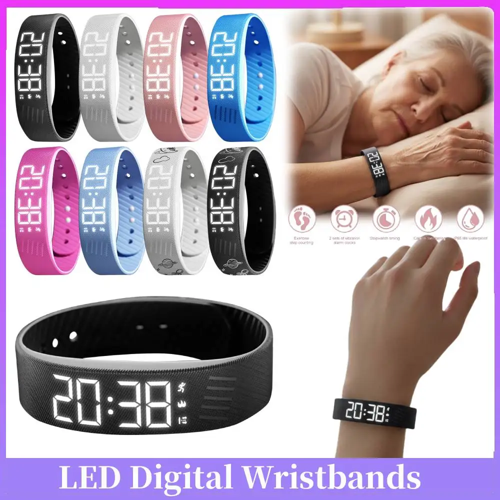 

LED Digital Watch With Alarm Vibrating Alarm Clock Silent Vibration WakeUp Wristband Adjustable Smartwatch Wristband Clock