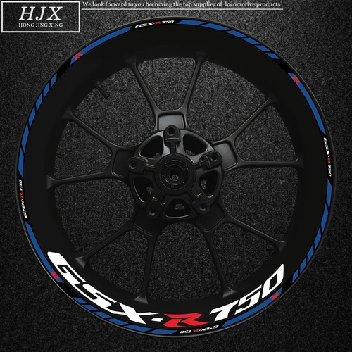 Imagen 2 del producto Pegatina de borde grueso, cubo de rueda a rayas, calcomanía reflectante Gsx750r, adecuada para Suzuki Gsxr750, marca de modificación de llanta de motocicleta