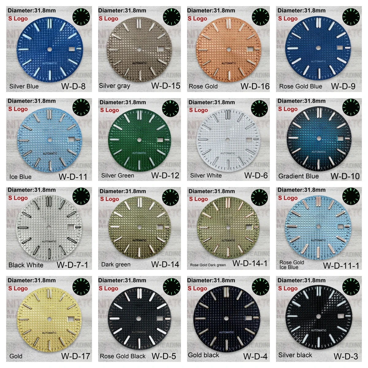 31.8mm S Logo Dial Suitable For NH35/NH36 Japanese Movement Green Luminous High Quality Watch Modification Accessories