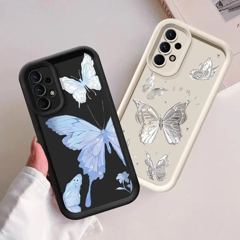 전화 케이스 삼성 갤럭시 A15 A25 A35 A55 A51 A71 A72 A73 A52 A52s A53 A54 5G TPU 실리콘 소프트 아트 아름다운 나비