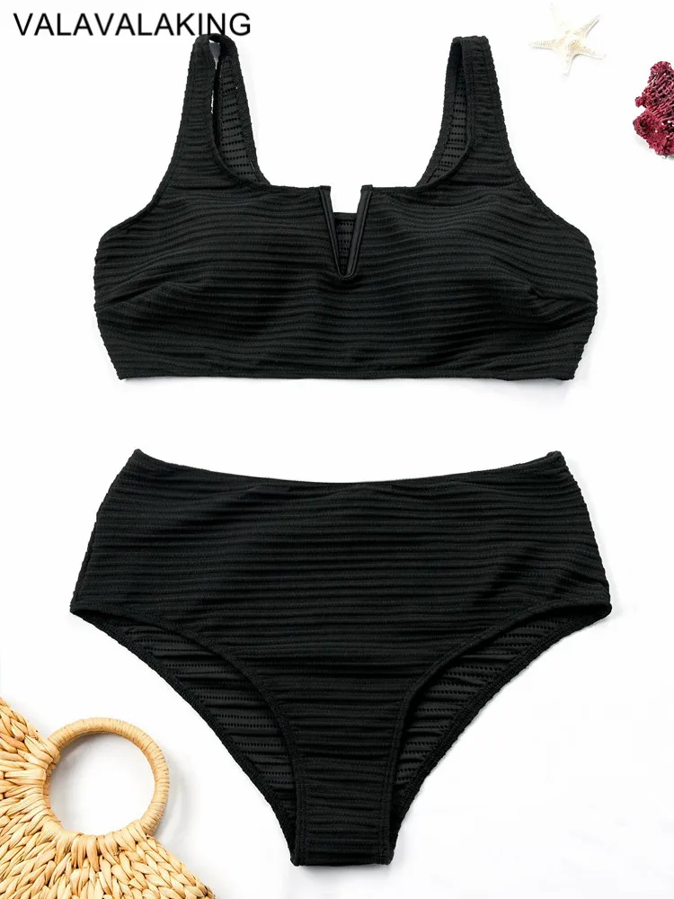 2024 Solid 2 Piece Plus Size Bikini Set Women High Waist Large Swimsuit Push Up Lady Big Swimwear Chubby Sexy Curvy Bathing Suit