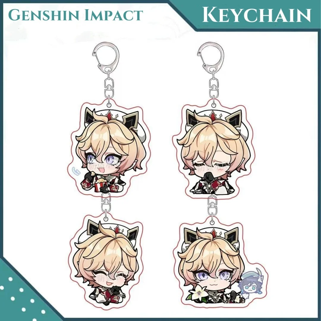 

New Genshin Impact Game Cute Dahlia Pendant Keychain Cartoon Anime Key Ring Backpack Jewelry Accessories Cosplay Badge Gift