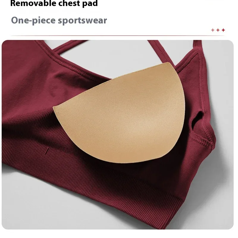 Sexy Cross Strap Women's Sports Bra Beauty Seamless Back Yoga Bra Push Up Running Fitness Workout Gym Underwear Solid Tight Tops