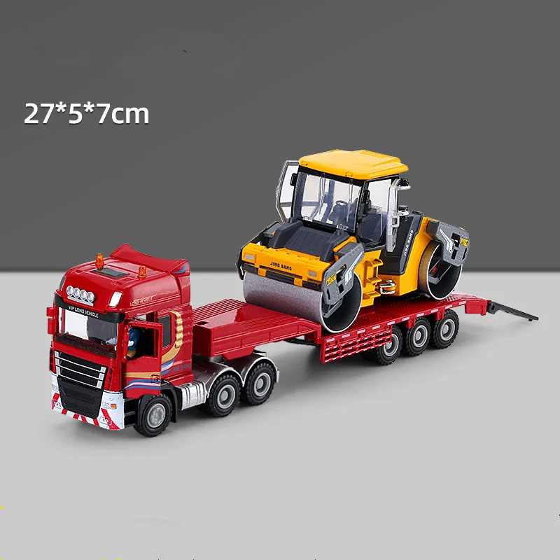 High quality 1:50 alloy trailer engineering vehicle model,simulation roller toy,transport vehicle toy,wholesale