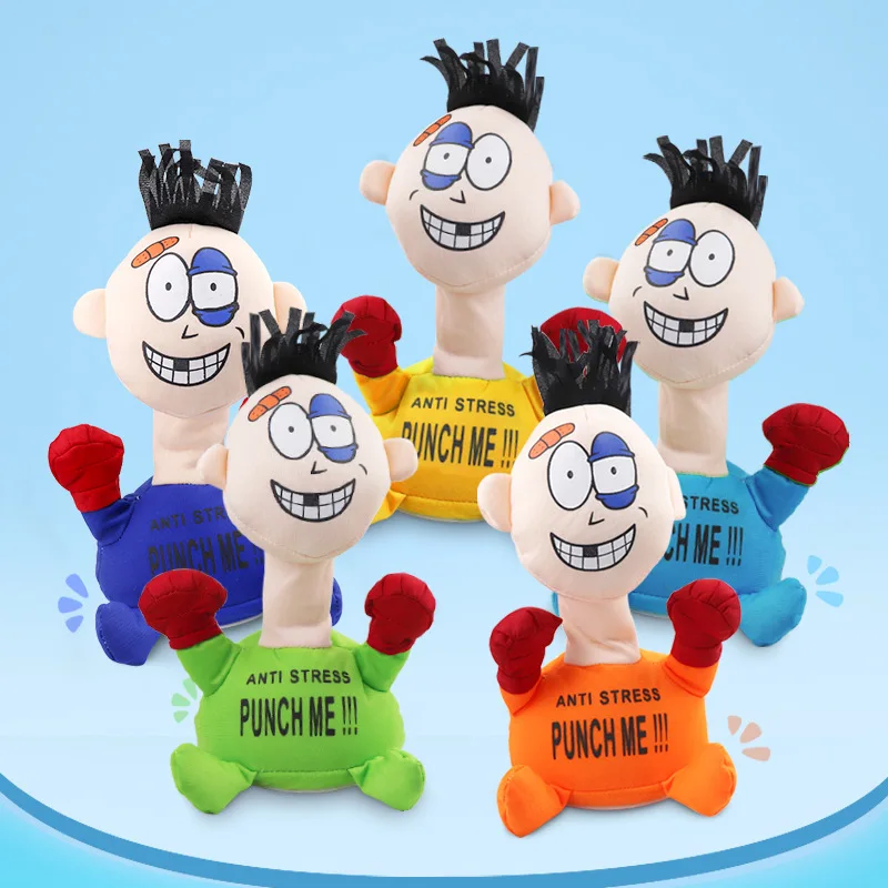 

Electric Plush Toy Punch Hit Me Villain Creative Vent Decompression Toys Doll Toys For Friends Funny Toys children or Adult Gift