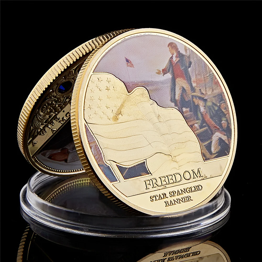 USA Bald Eagle Strength USA Statue of Liberty Freedom Gold/Silver Plated Commemorative Coins Collection