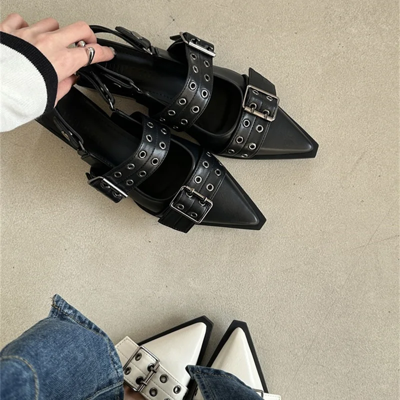 Retro einfarbige Frauen Einzels chuhe spitzen Zehen Mary Janes Schuhe rohen Absatz weibliche Schuhe Party kleid vielseitige Damenschuhe