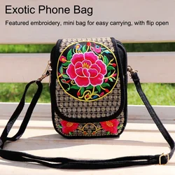 1PC Embroidered National Style Cloth Bag Waist Bag Oblique Span Shoulder Coin Mini Wallet Carry Vertical Square