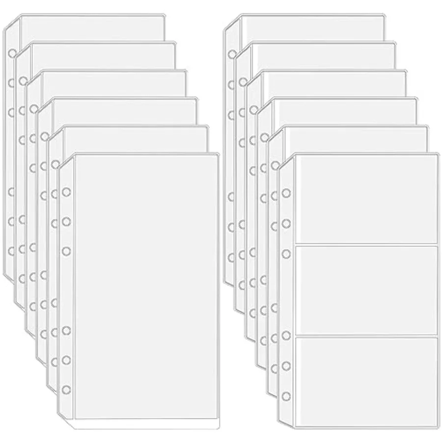 

12 шт. рукава для папок формата А6, конверты для денег из ПВХ формата А6, 6 отверстий, карманы для папок, рукава для карт, водонепроницаемые карманы из ПВХ, прозрачные конверты для денег