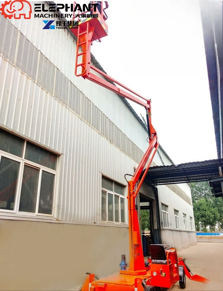 Hydraulic Cylinder Aerial Working Platform Extendible Curved Arm Boom Lift Automatic Leveling 20.2m Working Height 350kg