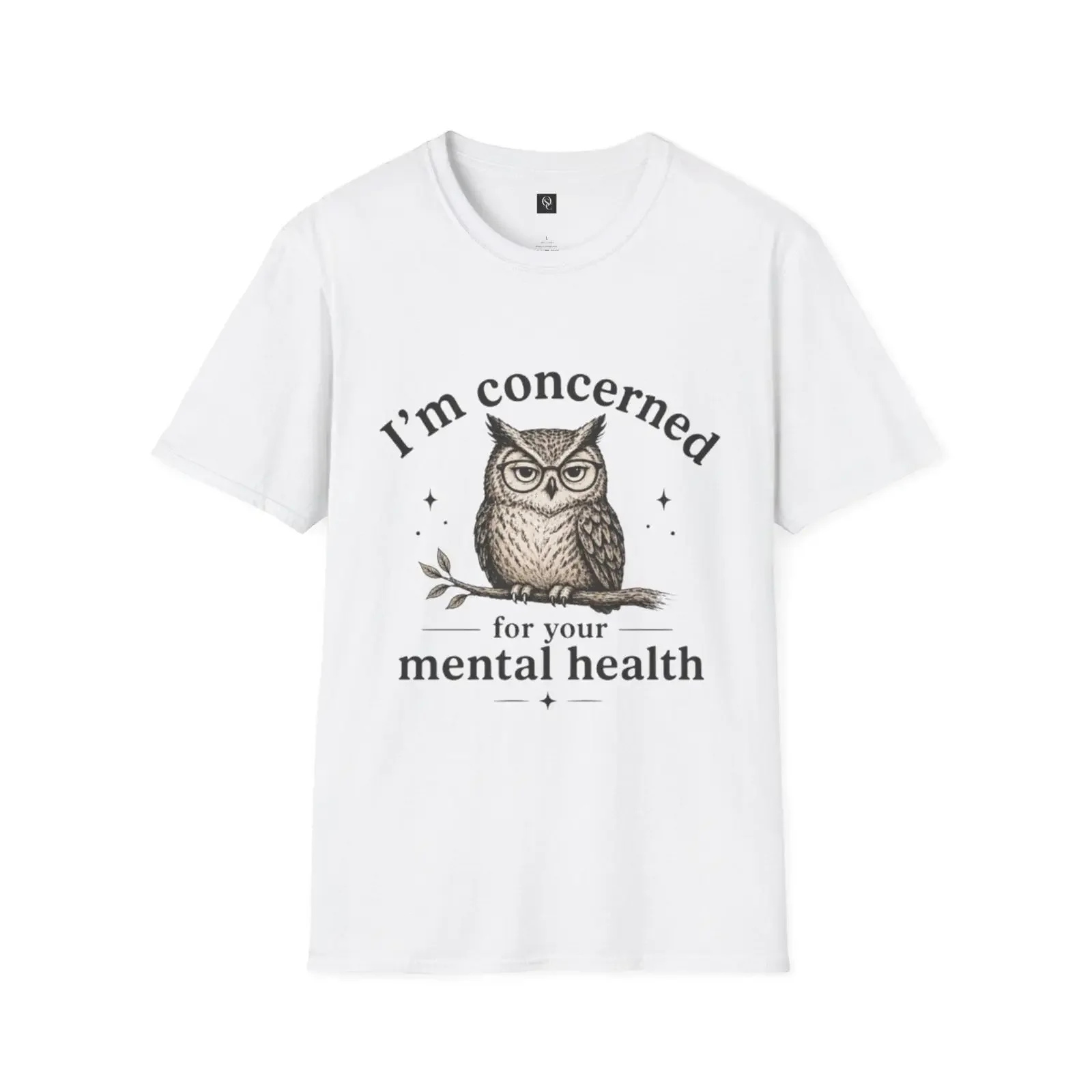 Concerned Owl T Shirt Funny Overthinker Gentle Humor Vintage Illustration vintage Washed Casual designer clothes fashion