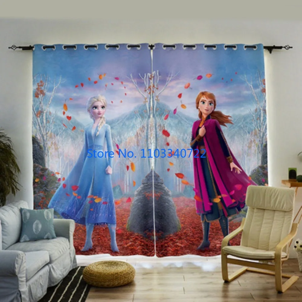 Imagem -04 - Anime Frozen Princess Window Curtain Blackout 3d Print Elsa Anna Jogar Olaf Sala de Estar Quarto Presente Infantil 184x215cm