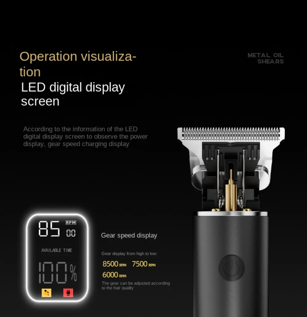 Professional Electric Hair Clipper - Fast Charging Bald Head Trimmer with Oil for Carving Home & Barber Use