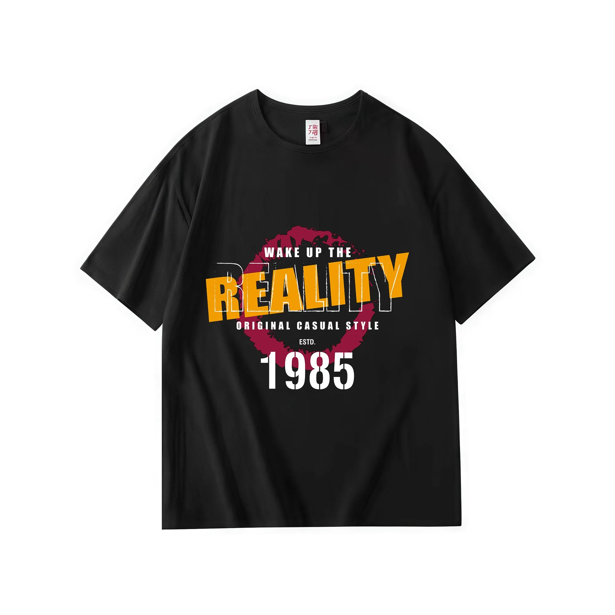 T-shirt en coton à col rond pour homme avec imprimé graphique réaliste, tee-shirt décontracté à manches courtes d'inspiration vintage 1969 pour un usage quotidien