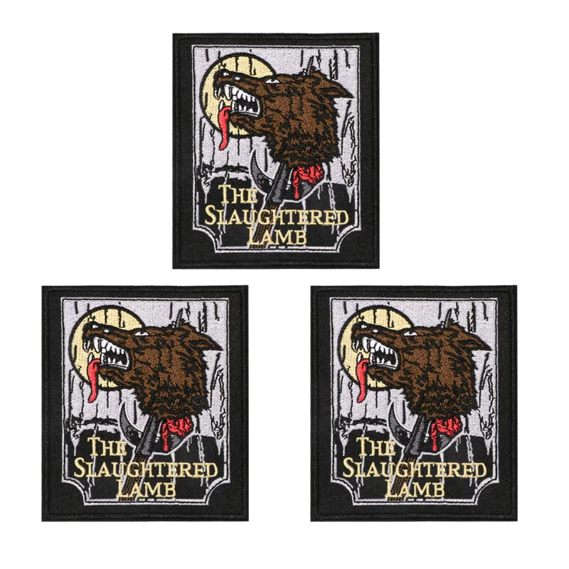 

3-х железных тканых нашивок, значки с квадратной аппликацией из волка, подходят для одежды, шапок, рюкзаков, декоративных нашивок для курток