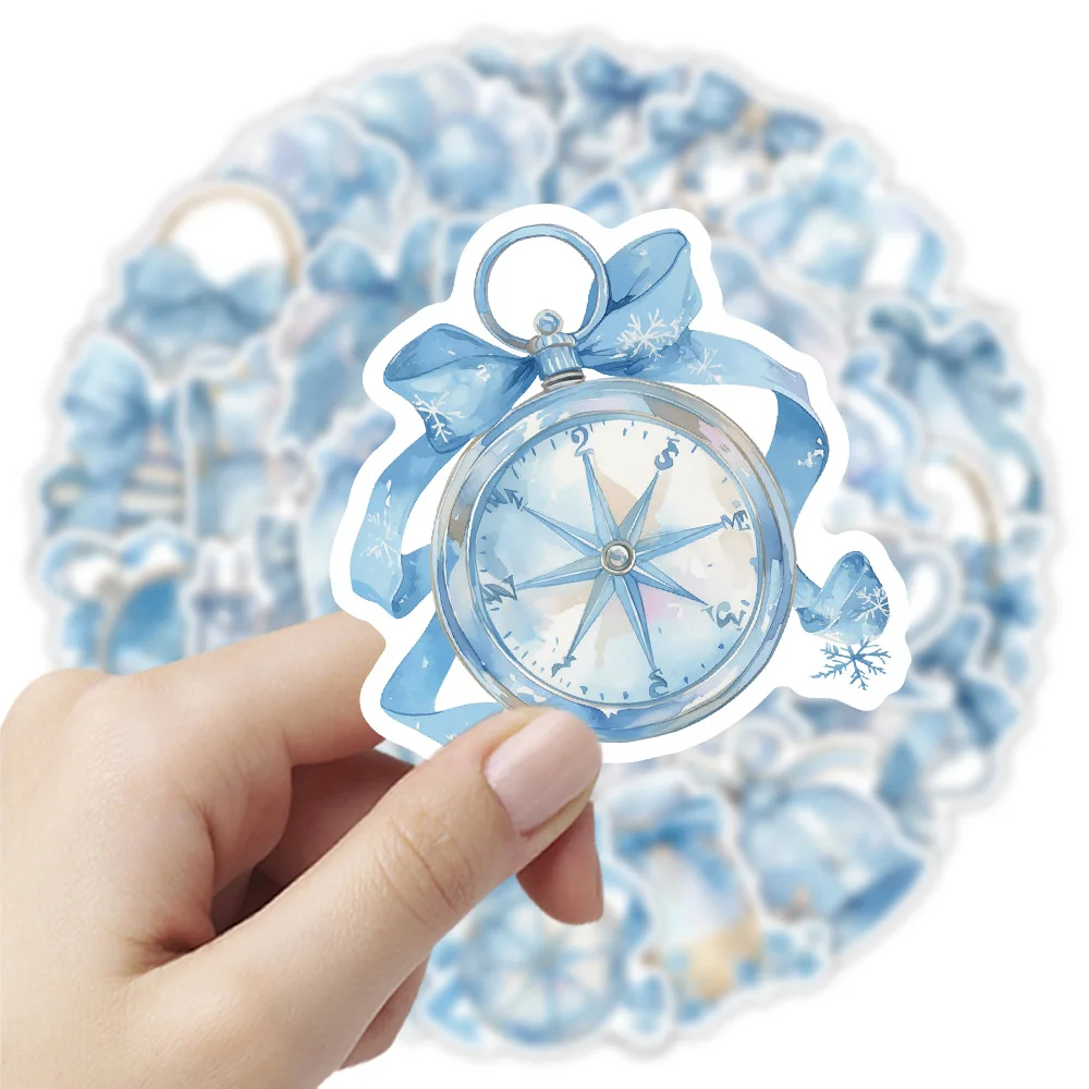 10/53PCS 블루 러브 스타일 스티커 그림 낙서 블루 보우 만화 장식 INS 데칼 DIY 노트북 기타 자동차 자전거 어린이 장난감 선물