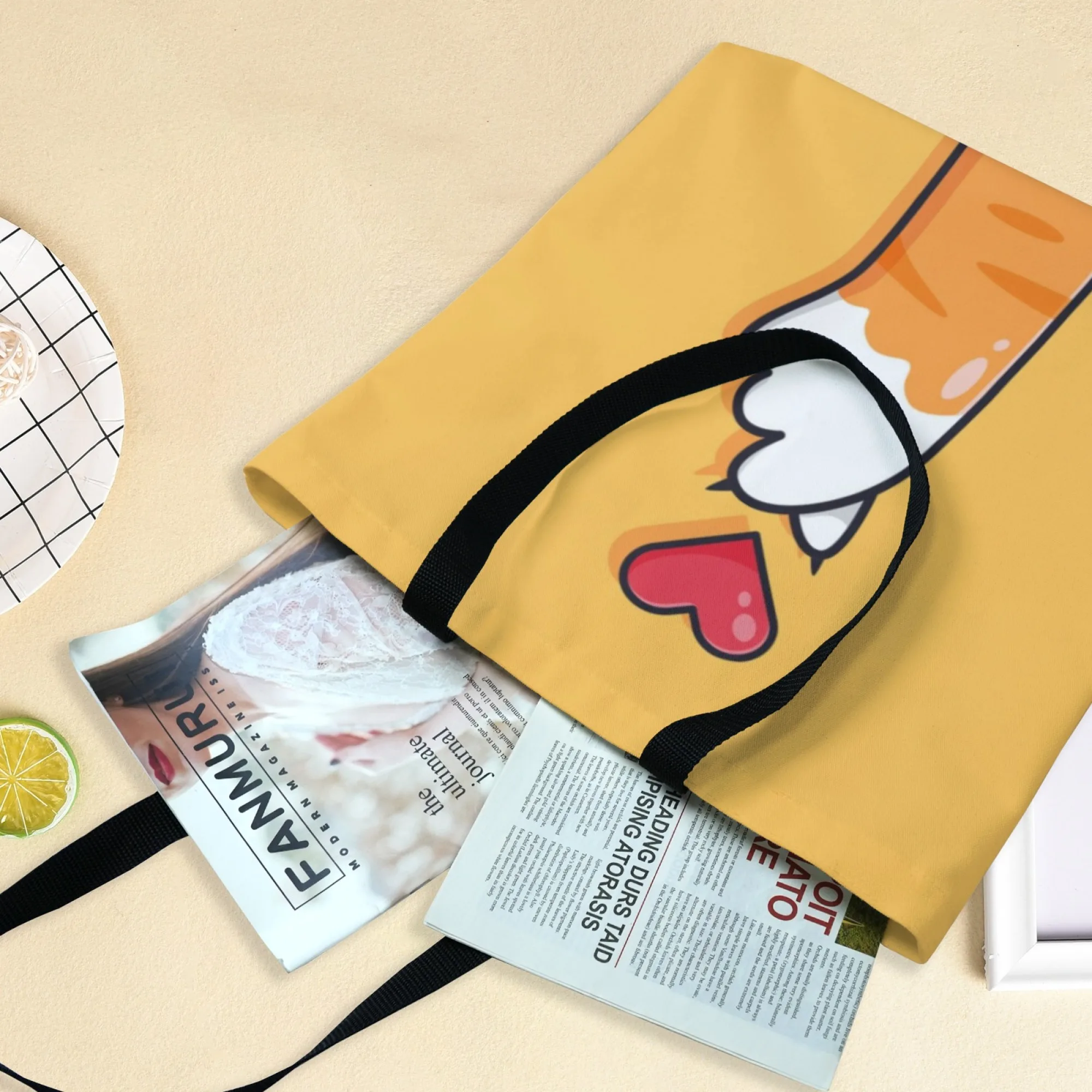 جديد Kawaii القط باو حمل حقيبة القط اليد مع القلب طباعة حقيبة كتف المرأة حقيبة تسوق أنيقة مثالية لمحبي الاتجاه لطيف #6