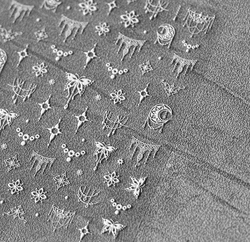 5D Relief White Stamp Silver Laser Bead Chain Pendant Butterfly Starlight Moon Adhesive Nail Art Stickers Decals Manicure Charms