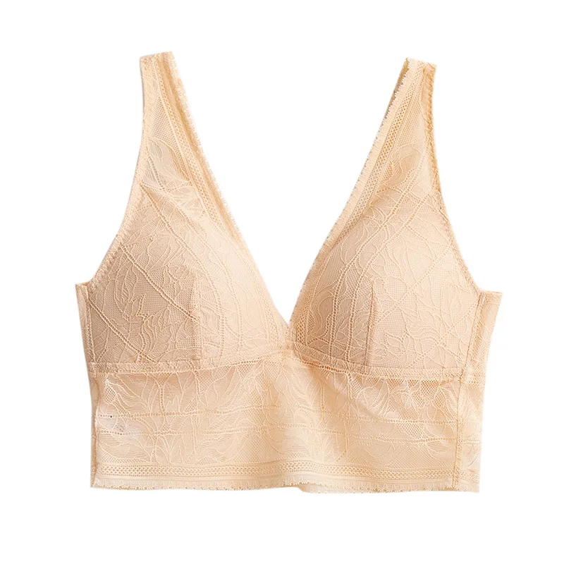 Lace Woman Bras Sexy and Comfortable No Steel Rings Lingerie Top High Quality Mulberry Silk Push Up Breathable Vest Underwear