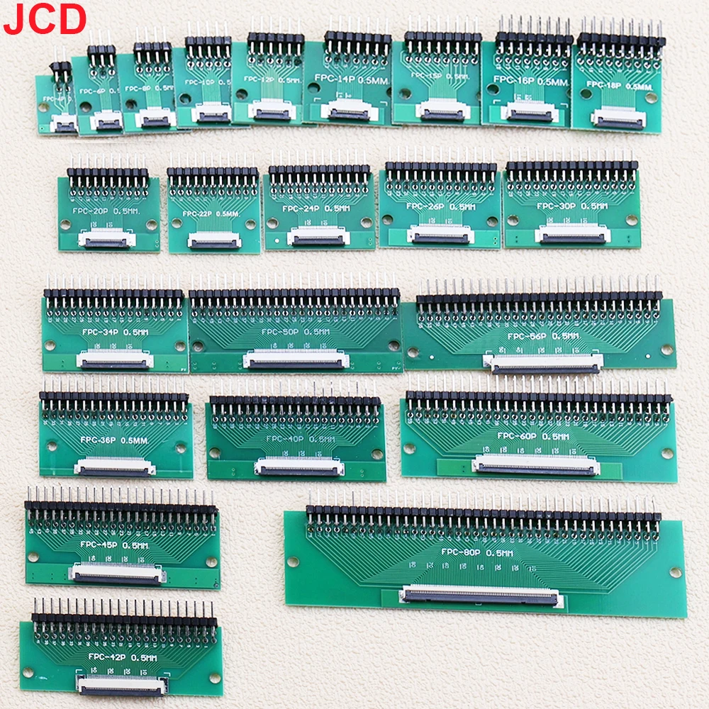 1pcs FPC/FFC Adapter Board 0.5mm To 2.54mm Connector Double Row Bent Needle 4/6/8/10/12/14/16/20/24/26/30/36/40/46/50/60/80Pin
