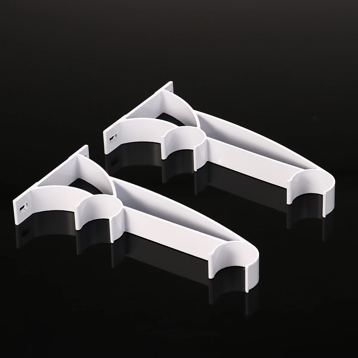 

2Pcs Double Drapery Rod Brackets White Galvanized Iron Sturdy Easy Fixed for Curtain Rods Double Curtain Rod Bracket
