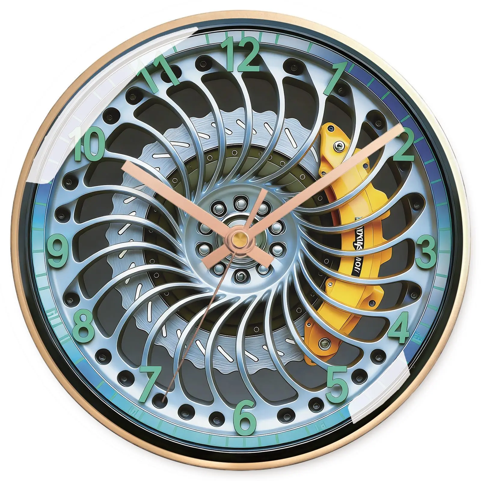 14Inch Original Gear Mechanical Windmill Wheel Wall Clock, Living Room Creative Non-punching Quartz Clocks